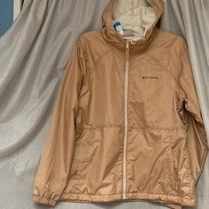 Columbia Women's Light Beige Hooded Windbreaker Jacket